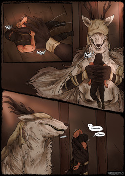 anthro antlers blindfold breasts duo female female_pred fur horn larger_anthro larger_female larger_pred macro male size_difference smaller_human smaller_male text white_body white_fur pardusliberty bloodborne fromsoftware mythology sony_corporation sony_interactive_entertainment vicar_amelia canid canine human mammal mythological_canine mythological_creature werecanid werecanine werecreature werewolf 2021 english_text hi_res