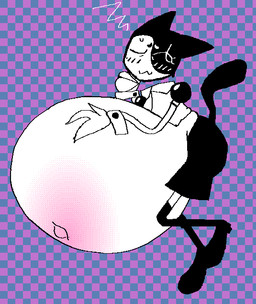 anthro belly belly_blush big_belly black_tail blush blush_lines body_blush butt clothed clothing hand_on_own_belly huge_belly hyper hyper_belly hyper_pregnancy male male_anthro monobutt navel one_eye_closed partially_clothed pregnant pregnant_male simple_background solo tail mintafter8 dom_(mintafter8) felid feline mammal hi_res