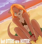 anthro beach female hair outside seaside solo nikora_angeli mammal mustelid otter