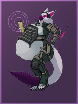 4_toes anthro beak belly big_belly breasts dipstick_tail electronics feet female fur hand_on_butt hand_on_own_butt holding_object huge_belly humanoid_hands hyper hyper_belly hyper_pregnancy markings navel outie_navel pregnant pregnant_female purple_background purple_beak purple_tail_tip radio simple_background solo tail tail_markings toes white_body white_fur bastiel capcom mayternity mayternity_2026 monster_hunter flying_wyvern nargacuga 2026 digital_drawing_(artwork) digital_media_(artwork) english_description hi_res