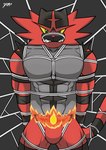 abs angry anthro arthropod_webbing barazoku bdsm black_background black_stripes bondage bound bulge clenched_teeth fire fully_bound gag gagged green_pupils grey_body male markings multicolored_body muscular muscular_anthro muscular_male pecs pupils red_body restrained restraints rope rope_bondage sharp_teeth simple_background snarling solo striped_markings striped_tail stripes submissive submissive_male tail tail_markings teeth teeth_showing tusks two_tone_tail web_bondage yellow_sclera damodraws nintendo pokemon felid feline generation_7_pokemon incineroar mammal pokemon_(species) 2016 digital_media_(artwork) hi_res