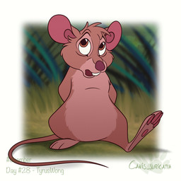 buckteeth feral fur hair male nude open_mouth paws solo standing tail teeth text wide_eyed atimon bambi_(film) disney the_great_mouse_detective basil_(disney) mammal mouse murid murine rodent 1:1 2023 signature