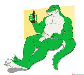 5_fingers 5_toes anthro bottle circumcised claws container countershading crossed_legs drunk feet fingers flaccid genitals green_body half-closed_eyes holding_object humanoid_genitalia humanoid_penis looking_at_viewer male multicolored_body narrowed_eyes nude patreon_logo patreon_username penis simple_background slightly_chubby slightly_chubby_anthro slightly_chubby_male soles solo substance_intoxication toe_claws toes two_tone_body website_logo white_body white_claws white_soles yellow_eyes spelunker_sal patreon cregon alligator alligatorid crocodile crocodilian reptile scalie absurd_res hi_res
