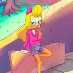 anthro beak clothed clothing female looking_at_viewer panties solo sweater topwear underwear unzipped_shorts young young_anthro young_female drockdraw tiny_toon_adventures warner_brothers shirley_the_loon avian bird loon 1:1 2023