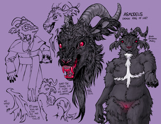 ambiguous_gender anthro beard butt caption clothed clothed_anthro clothing cross cross_(marking) cross_necklace crown duo facial_hair female fingers flat_chested fluffy forked_tail genitals glowing glowing_genitalia glowing_vulva headgear hooved_fingers hooves horn horn_jewelry jewelry jewelry_only looking_at_another membrane_(anatomy) membranous_wings necklace nude nude_anthro nude_female outstretched_hand presenting presenting_hindquarters priest priest_robes pupils red_eyes red_teeth scared sharp_teeth slit_pupils smile standing tail teeth text unimpressed unusual_anatomy unusual_tail vulva wings wrenwhite bovid caprine demon goat mammal 2025 dated digital_drawing_(artwork) digital_media_(artwork) english_text hi_res multiple_images signature trans_(lore) trans_man_(lore)