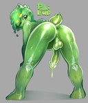 anus balls blush blushing_at_viewer bodily_fluids cum cum_drip dripping erection femboy genital_fluids genitals green_body green_eyes green_hair green_skin hair male nude penis precum precum_drip shaved_sides solo tail pokilewd goo_creature goo_humanoid humanoid 2018