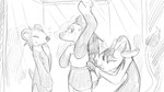 anthro blush bodily_fluids bra clothing coat emanata female group hair horn measuring mirror raising_arm sports_bra sweat tape_measure topwear trio underwear dragonweirdo animal_crossing nintendo gracie_(animal_crossing) label_able sable_able eulipotyphlan giraffe giraffid hedgehog mammal 16:9 hi_res monochrome widescreen