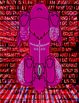 abuse anatomically_correct anatomically_correct_genitalia andromorph animal_genitalia animal_vulva anus feral genitals intersex lagomorph_genitalia lagomorph_vulva paws regret scar scared self-harm_scars solo text vulva jackrabbit_(artist) corey_(jackrabbit) hare lagomorph leporid mammal rabbit 2026 absurd_res english_text hi_res signature trans_(lore) trans_man_(lore)