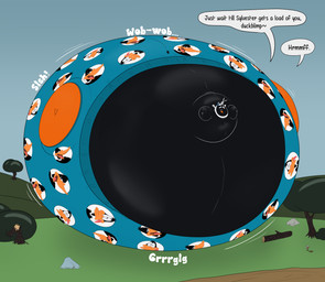 aftermath anthro belly belly_expansion belly_inflation big_belly blush blushing_profusely body_expansion body_inflation bottom_heavy cheek_expansion clothing duo expansion huge_belly hyper hyper_belly hyper_expansion hyper_inflation inflation male male/male round_body slime slime_inflation spherical_inflation text underwear unit_52_(artist) looney_tunes warner_brothers bugs_bunny daffy_duck anatid anseriform avian bird duck lagomorph leporid mammal rabbit 2026 english_text hi_res