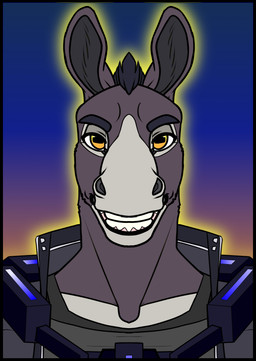 american_mamoth_jackstock anthro clothing exoskeleton happy hsd jacket machine male smile solo topwear diablito_(artist) hc_svnt_dracones hanker equid equine hybrid mammal mule alpha_channel digital_media_(artwork) hi_res portrait story story_in_description