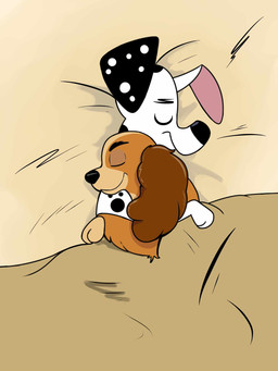 black_body black_fur black_nose black_spots brown_body brown_fur duo female feral floppy_ears fluffy_ears fur male markings pink_inner_ear spots tan_body tan_fur tan_markings toony white_body white_fur white_spots cancir23 101_dalmatian_street 101_dalmatians disney lady_and_the_tramp dylan_(101_dalmatians) lady_(lady_and_the_tramp) american_cocker_spaniel bird_dog canid canine canis cocker_spaniel dalmatian domestic_dog hunting_dog mammal spaniel 2024 3:4 crossover hi_res