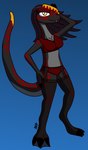 anthro blue_background bra clothing female legwear panties pose simple_background solo standing stockings underwear rhp claire_(janek5) anthrosaur dinosaur monolophosaurus prehistoric_species reptile scalie theropod absurd_res digital_drawing_(artwork) digital_media_(artwork) hi_res signature