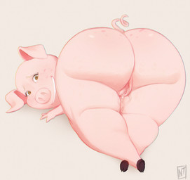 3_fingers amber_eyes anthro ass_up awkward_smile big_butt big_nose biped blonde_eyebrows bodily_fluids butt curled_tail curved_eyebrows eyebrows female fingers floppy_ears freckled_butt freckled_face freckles fur genital_fluids genitals glistening glistening_bodily_fluids glistening_butt glistening_genital_fluids glistening_vaginal_fluids grey_background head_turned hooves huge_butt iris leaking leaking_vagina legs_together light_body light_fur logo looking_at_viewer looking_back looking_back_at_viewer lying mature_anthro mature_female monotone_body monotone_fur monotone_tail nude nude_anthro nude_female on_front pink_body pink_ears pink_fur pink_nose pink_tail pink_vulva pupils pussy_juice_leaking shadow short_tail simple_background smile smiling_at_viewer solo tail textured_background thick_thighs three-quarter_view vaginal_fluids vaginal_fluids_on_leg vulva white_sclera naughtytoonist illumination_entertainment sing_(movie) rosita_(sing) domestic_pig mammal suid suine sus_(pig) 2024 artist_logo digital_drawing_(artwork) digital_media_(artwork) hi_res