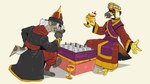 alcohol anthro beak beverage byzantine chess chess_board chess_piece container cup drinking_glass duo glass glass_container glass_cup hair head_on_hand looking_at_another looking_down male male/male playing_chess sitting tail white_hair wine wine_glass mawkvlt kolya_yeen_(mawkvlt) avian bird hyena mammal hi_res