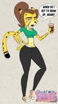 annoyed anthro beverage blu3danny bottomwear breasts cheetah cleavage clothed clothing coffee container crop_top cup english_text felid feline female front_view hi_res holding_container holding_cup holding_object jessica_cheetah looking_at_viewer mammal nickelodeon pants shirt simple_background solo standing t.u.f.f._puppy text textured_background toony topwear wide_hips