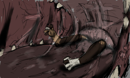 ambiguous/ambiguous ambiguous_gender ambiguous_pred ambiguous_prey anthro bodily_fluids brown_body brown_fur duo feet fur head_first inside_mouth inside_throat macro micro micro_prey nude_prey oral_vore partially_inside saliva swallowing teeth vore white_body white_fur jeri_kleinlowe ambiguous_species felid feline mammal 2022 5:3 colored