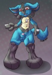 animal_genitalia anthro balls front_view genitals looking_at_viewer male nude penis penis_tip semi-anthro sheath solo tail gs-fox nintendo pokemon canid canine generation_4_pokemon lucario mammal pokemon_(species) full-length_portrait portrait signature