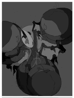abdominal_bulge anthro arm_pull biped black_body blush blush_lines bodily_fluids covered_in_goo deep_penetration dominant erection featureless_chest featureless_feet feet female female_penetrated female_raped forced forced_spreading_legs gang_rape gangbang genital_fluids group group_sex horn larger_anthro larger_dom larger_male leaking_precum leg_pull male male/female male_penetrating male_penetrating_female male_raping_female manhandling obese obese_anthro obese_male overweight overweight_anthro overweight_male penetration penile penile_penetration penis_in_vagina precum rape restrained_arms restrained_legs segmented_body sex size_difference smaller_anthro smaller_female smaller_raped submissive submissive_female vaginal vaginal_penetration justdog hollow_knight:_silksong hollow_knight_(franchise) team_cherry hornet_(hollow_knight) arachnid arthropod spider wardenfly 2026 greyscale hi_res monochrome