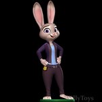 3d_modeling 3d_print anthro belt blue_clothing blue_shirt blue_topwear clothing ears_up female hands_on_hips looking_sideways open_mouth police_badge purple_eyes shirt simple_background solo topwear sillytoys disney zootopia judy_hopps lagomorph leporid mammal rabbit 1:1 3d_(artwork) digital_media_(artwork) hi_res