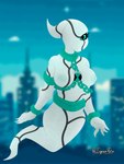 1_eye breasts female genitals green_eyes grey_body nipples non-mammal_nipples solo irgramfox ben_10 cartoon_network ghostfreak alien ectonurite ghost humanoid spirit 3:4 absurd_res hi_res