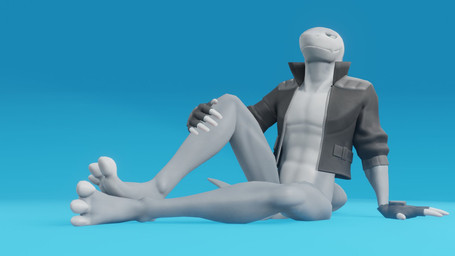 abs anthro bottomless clothed clothing feet gloves handwear jacket male mostly_nude pecs popped_collar simple_background solo tail topwear joeyjazz joey_(joeyjazz) aquatic fish shark 3d_(artwork) digital_media_(artwork) hi_res