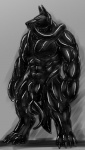 2014 4_toes abs biceps big_muscles black_body black_paws blind canid canine canis crotch_tentacles disability feet goo_transformation jackal latex latex_body latex_creature latex_skin living_latex male mammal muscular muscular_male nipples pecs rwolf solo symbiote tentacles toes transformation wawik