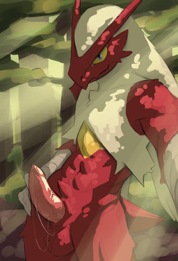 ambiguous_fluids animal_genitalia animal_penis anthro athletic balls bodily_fluids day detailed_background dripping erection forest genital_fluids genitals green_background light looking_at_viewer male muscular muscular_male outside penis plant precum precum_drip presenting presenting_penis red_balls scenery sheath sheathed_tapering_penis shrub simple_background solo standing sunlight tapering_penis tree vonepitaph nintendo pokemon avian blaziken generation_3_pokemon pokemon_(species) 2023 colored hi_res shaded sketch