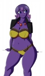 2016 alternate_species big_breasts blue_eyes bra breasts cleavage clothed clothing fan_character female gem generation_4_pokemon gloria_azure hair humanoid humanoidized long_hair lunis1992 mature_female mature_humanoid mismagius navel nintendo pokemon pokemon_(species) pokemorph purple_body purple_hair purple_skin simple_background slightly_chubby smile solo thick_thighs underwear white_background wide_hips