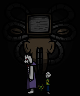 clothing dark fur group male outline plant white_body white_fur t.f.a.n.c.s. undertale undertale_(series) asriel_dreemurr asriel_dreemurr_(god_form) flowey_the_flower photoshop_flowey boss_monster_(undertale) bovid caprine elemental_creature flora_fauna goat mammal digital_media_(artwork) hi_res unavailable_at_source