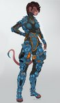 anthro armor bdsm bondage bound case clothing costume cybernetics exoskeleton exosuit female jumpsuit machine patterns piercing plate_armor prosthetic solo straps alex-dep-998 cyborg lizard reptile scalie implants_(disambiguation) digital_media_(artwork) full-length_portrait hi_res portrait