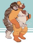 anthro balls beard blush blush_lines bodily_fluids body_hair butt chest_hair cum cum_on_butt cum_on_leg cum_on_own_leg cum_on_own_penis cum_on_partner cum_on_partner's_butt cum_on_penis cum_on_self cumshot duo ejaculation eyes_closed eyewear facial_hair fangs genital_fluids genitals glasses grabbing_pec groping_from_behind half-closed_eyes hand_on_pec hands-free hot_dogging humanoid_genitalia humanoid_penis looking_at_another male male/male muscular muscular_anthro muscular_male narrowed_eyes open_mouth open_smile orgasm overweight overweight_anthro overweight_male pawpads pec_grab pecs penis sex simultaneous_orgasms smile standing teeth vein veiny_penis adios rich_(frozenbeaw) roantiger bear felid mammal prehistoric_species saber-toothed_tiger 2019 hi_res