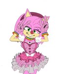 absurd_res accessory ace_attorney amy_rose anthro big_breasts breasts capcom cleavage clothed clothing clown clown_nose cosplay crossover crossover_cosplay dress eulipotyphlan eyelashes fangs female geiru_toneido gesture gloves green_eyes grin hair_accessory hairband hand_gesture handwear hedgehog hi_res lewdsharx looking_at_viewer mammal narrowed_eyes open_mouth open_smile pink_body sega simple_background sketch smile solo sonic_the_hedgehog_(series) teeth v_sign white_background