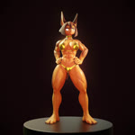 5_fingers 5_toes abs anthro back_muscles barefoot big_breasts bikini bodily_fluids breasts brown_body brown_claws brown_ears brown_fur brown_hair brown_nose brown_pawpads butt claws clothed clothed_anthro clothed_female clothing eyebrows feet female female_anthro finger_claws fingerpads fingers fur gold_bikini hair hair_between_eyes half-closed_eyes humanoid_feet humanoid_hands mouth_closed muscular muscular_anthro muscular_female narrowed_eyes navel one_eye_closed open_mouth orange_eyes pawpads plantigrade short_hair solo sweat sweaty_breasts sweaty_face swimwear tail thick_thighs toe_claws toes two-piece_swimsuit wet wet_body wet_breasts wet_fur wet_hair yellow_bikini yellow_clothing yellow_swimwear palurdas_arts valorlynz_(modeler) dog_knight_rpg golden_week rory_(ceehaz) canid canine canis dobermann domestic_dog mammal pinscher 1:1 3d_(artwork) 3d_animation animated digital_media_(artwork) hi_res no_sound short_playtime turntable_(animation) webm