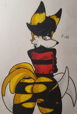 annoyed anthro anus big_butt blush bodily_fluids butt clothing eyeshadow femboy half-closed_eyes leggings legwear looking_back makeup male narrowed_eyes profanity solo sweat sweatdrop sweaty_butt text thick_thighs torn_clothing torn_leggings torn_legwear wardrobe_malfunction justsomeidiotonline archie_comics sega sonic_the_hedgehog_(archie) sonic_the_hedgehog_(comics) sonic_the_hedgehog_(series) miles_prower_(anti-tails) canid canine fox mammal red_fox true_fox absurd_res english_text hi_res story story_in_description