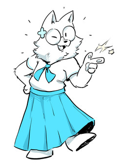 accessory anthro asian_clothing blue_bottomwear blue_clothing blue_skirt bottomwear clothing east_asian_clothing eyewear female finger_gun flower flower_in_hair fur gesture glasses hair hair_accessory hand_gesture japanese_clothing japanese_school_uniform plant school_uniform serafuku skirt solo standing uniform white_body white_fur anaugi foreach coral_mundy canid canine canis domestic_dog mammal nordic_sled_dog samoyed spitz 2025 trans_(lore) trans_woman_(lore)