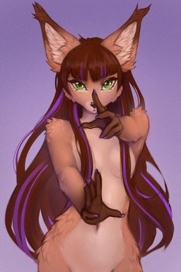 5_fingers anthro arm_tuft bangs biped black_nose blue_background breasts brown_body brown_ear_tips brown_fur brown_hair brown_hands brown_markings brown_tuft casual_nudity cheek_tuft colored_nails convenient_censorship countershade_breasts countershade_face countershade_fur countershade_neck countershade_torso countershading dipstick_ears ear_markings ear_tuft eyelashes facial_tuft female female_anthro fingernails fingers front_view fur fur_markings fur_tuft glistening glistening_eyes gradient_background green_eyes green_sclera grey_background hair hair_covering_breasts highlights_(coloring) humanoid_hands inner_ear_fluff iris long_hair looking_at_viewer markings mouth_closed multicolored_body multicolored_ears multicolored_fur nails navel nude nude_anthro nude_female orange_body orange_fur orange_tuft pose pupils purple_fingernails purple_highlights purple_nails shoulder_tuft simple_background slim slim_anthro slim_female small_breasts small_waist solo tasteful_nudity tuft white_body white_breasts white_countershading white_fur white_inner_ear white_inner_ear_fluff white_tuft yshanii sienna_(yshanii) canid canine fox mammal 2026 2:3 digital_drawing_(artwork) digital_media_(artwork) half-length_portrait hi_res pinup portrait