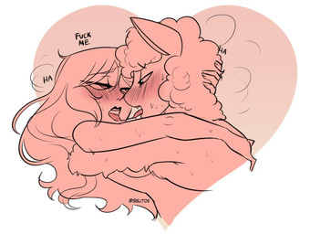 anthro blush blush_lines bodily_fluids duo explicitly_stated_consent eye_contact eyelashes female female_human female_on_anthro french_kissing fur hair heart_symbol hug human_on_anthro imminent_sex interspecies kissing looking_at_another male male/female male_on_human nude open_mouth profanity saliva saliva_on_tongue saliva_string simple_background sweat text tongue tongue_out wool_(fur) xenophilia sblitos the_nature_of_predators alien human mammal venlil_(the_nature_of_predators) english_text monochrome