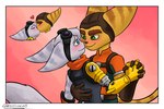 anthro duo eyes_closed female hand_holding heart_symbol kissing love male male/female romantic romantic_ambiance romantic_couple true_love gameralfa117 skeletonkid5 insomniac_games ratchet_and_clank sony_corporation sony_interactive_entertainment ratchet_(ratchet_and_clank) rivet_(ratchet_and_clank) lombax mammal lovely