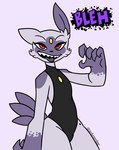 anthro clothing facial_markings female flat_chested forehead_gem fur gem gloves_(marking) grin head_markings leotard looking_at_viewer markings mole_on_thigh open_mouth purple_body purple_fur red_eyes sharp_teeth smile solo teeth tongue tongue_out nerdyreindeer nintendo pokemon generation_8_pokemon hisuian_form hisuian_sneasel mammal pokemon_(species) regional_form_(pokemon)