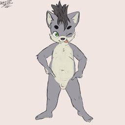 anthro balls biped black_hair flaccid foreskin genitals gesture glans green_eyes hair hand_gesture humanoid_genitalia humanoid_penis looking_at_viewer male mohawk nude penis pointing pointing_at_penis pointing_at_self small_balls small_penis smile solo tongue tongue_out young young_anthro young_male oddscreen canid canine canis domestic_dog mammal shiba_inu spitz 1:1 full-length_portrait portrait