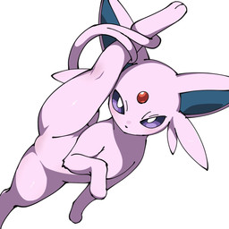 ambiguous_gender big_ears featureless_crotch feral forehead_gem forked_tail gem lying on_side pink_body purple_eyes simple_background solo tail tail_coil tail_wrapped_around_leg teasing teasing_viewer thighs_up unusual_anatomy unusual_tail white_background noye nintendo pokemon eeveelution espeon generation_2_pokemon pokemon_(species) 1:1 2025 hi_res
