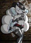 alternative_fashion anthro clothing cowboy_hat female fishnet_clothing fishnet_legwear flat_chested goth hat headgear headwear legwear metalhead solo theburningdonut nintendo pokemon bella_(theburningdonut) alolan_form alolan_vulpix generation_7_pokemon pokemon_(species) regional_form_(pokemon)