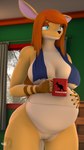 anthro belly big_belly big_breasts breast_curtains breasts coffee_mug female inside pouch_(anatomy) pregnant revamped_anthros solo towel towel_around_neck towel_only wide_hips donglysfm mayternity_2025 ruth_(donglysfm) kangaroo macropod mammal marsupial 3d_(artwork) 4k absurd_res digital_media_(artwork) hi_res source_filmmaker_(artwork)