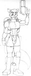 armor gun laser_blaster male muscular muscular_male ranged_weapon solo space_marine weapon greg_panovich rho canid canine fox mammal monochrome