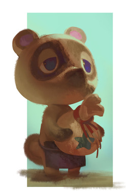 anthro apron biped blue_apron blue_clothing blue_eyes brown_body brown_fur chibi clothing fur money_bag solo toppiestdylan animal_crossing nintendo tom_nook_(animal_crossing) canid canine mammal raccoon_dog tanuki 2021 hi_res