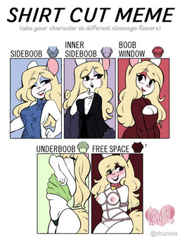 anthro bdsm blonde_hair blue_eyeshadow blush bondage bound breasts cleavage cleavage_cutout clothed clothing collar collar_tag cutout eye_through_hair eyebrow_through_hair eyebrows eyelashes eyelashes_through_hair eyeshadow female fur hair heart_symbol lipstick long_hair looking_at_viewer makeup nipples nude one_eye_closed panties pink_nose red_eyeshadow red_lipstick restraints rope rope_bondage rope_harness side_boob solo studded_collar studs tail text translucent translucent_hair under_boob underwear undressing white_body white_fur wink yellow_tail akaunkel animaniacs shirt_cut_meme warner_brothers minerva_mink mammal mink mustelid musteline true_musteline 2021 digital_media_(artwork) english_text meme signature