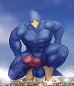 2d_animation absurd_res animated anthro avian balls bird blue_body blue_feathers bodily_fluids city cloud crouching destruction erection falco_lombardi feathers genital_fluids genitals giga hands_on_legs hands_on_own_legs hi_res landscape_dwarfing latea_hyena macro male motion_tweening muscular muscular_anthro muscular_male nintendo no_sound nude penis precum saggy_balls short_playtime solo solutionwcs star_fox tail togepi1125 tongue tongue_out webm