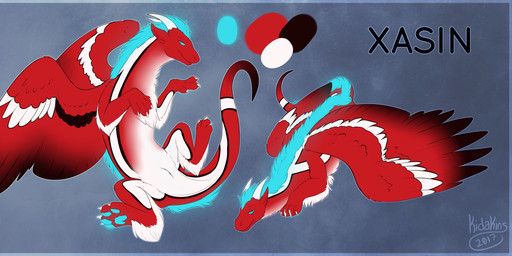4_toes black_body black_fur blue_eyes blue_mane blue_pawpads claws feathers feet feral fluffy fur horn looking_at_viewer mane multicolored_body pawpads red_body red_fur red_wings solo spread_legs spreading suggestive tail tapering_tail toes white_body white_fur white_horn wings year conditional_dnp kidakins mythology xasin_(xaseiresh) dragon mythological_creature mythological_scalie scalie 2017 dated flat_colors hi_res model_sheet signature