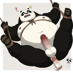 anthro balls belly big_belly black_body bound duo erection exclamation_point genitals male male/male moobs navel nipples overweight overweight_male penis rope solo_focus surprised white_body bobbellyboy dreamworks kung_fu_panda li_shan_(kung_fu_panda) master_po_ping bear giant_panda mammal 1:1 2026 hi_res father_(lore) father_and_child_(lore) father_and_son_(lore) parent_(lore) parent_and_child_(lore) parent_and_son_(lore) son_(lore)