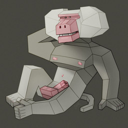 abstract_art anthro cubism erection genitals low_poly male muscular muscular_male pecs penis polygonal_body simple_background solo ravuer baboon haplorhine mammal monkey old_world_monkey primate 1:1 hi_res